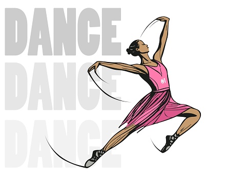Beautiful dark skinned girl doing ballet dance moves