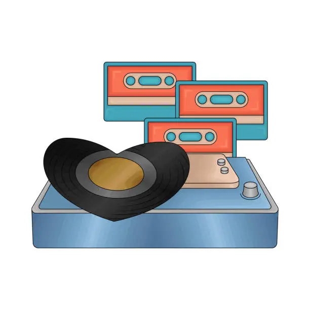 Vector illustration of Vinyl record player