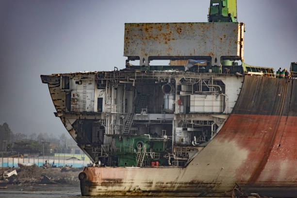 ship breaking yard in bangladesh chittagong - naval ship imagens e fotografias de stock
