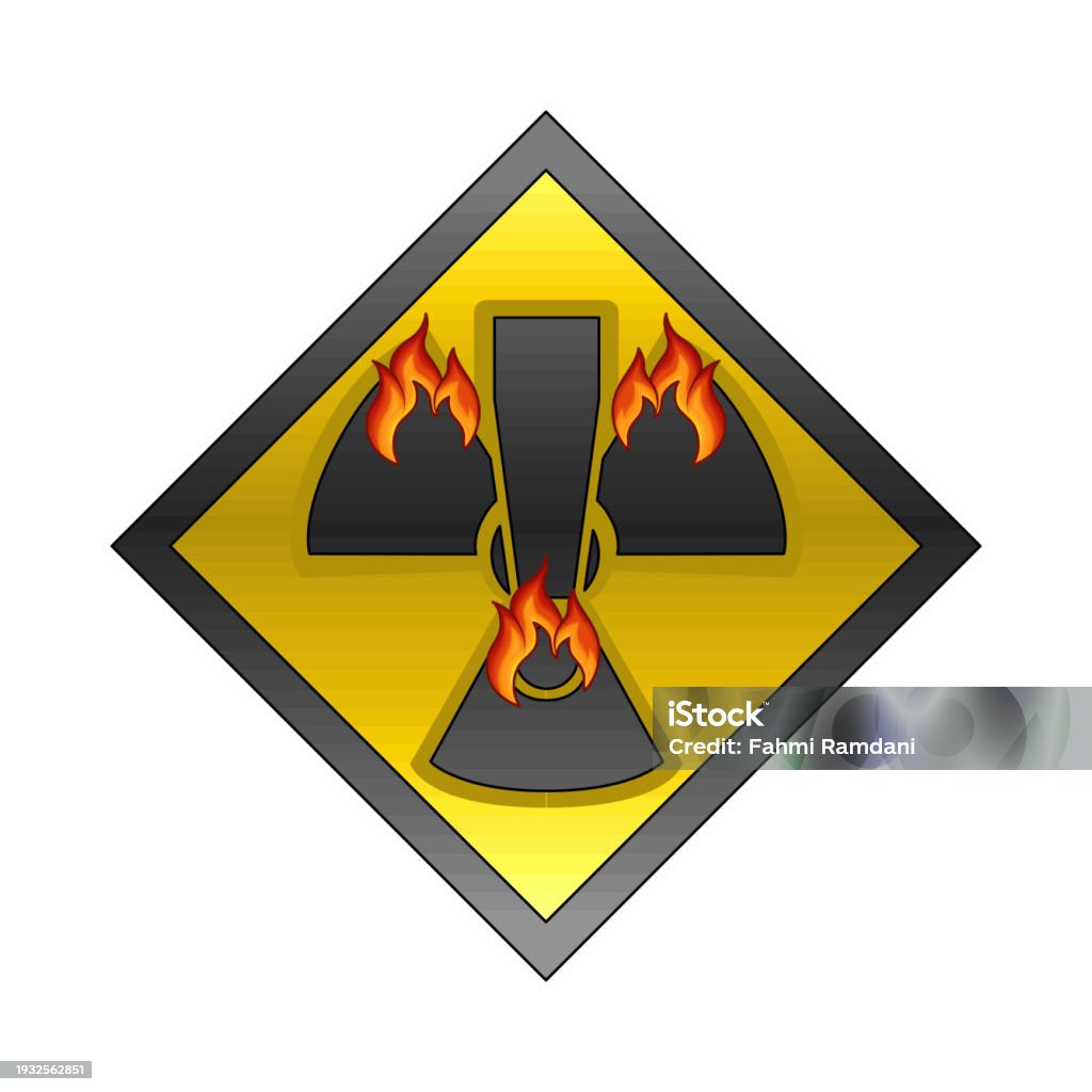 Radiation Fire Sign Radiation Warning Sign Stock Illustration - Download Image Now - Atom ...