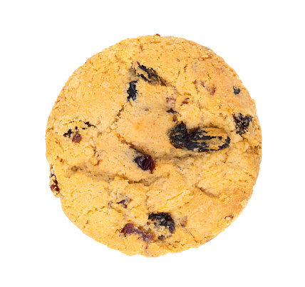 cranberry oatmeal raisin cookie isolated on white