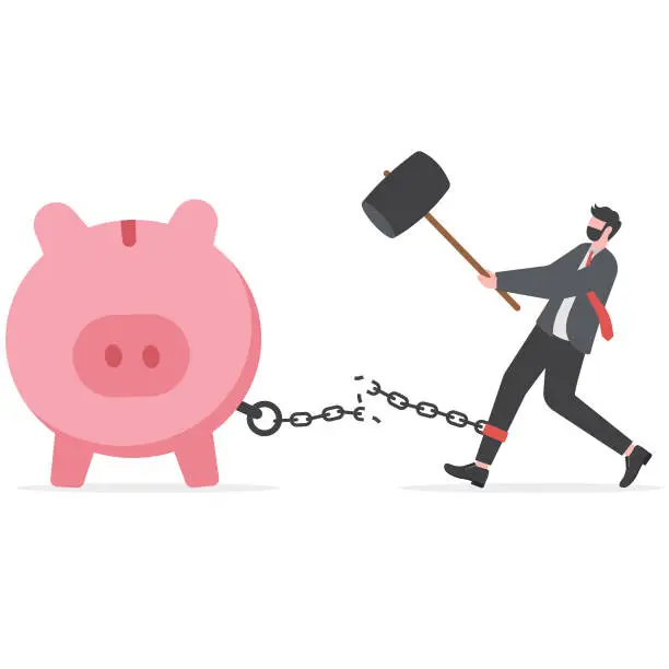 Vector illustration of Financial freedom or financial independence concept,