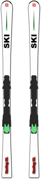 Vector illustration of Close-up of a pair of racing skis with own design and white background.