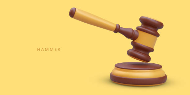 istock Judge gavel with stand. Accessory of leading auctioneer. Symbol of final decision 1932629105