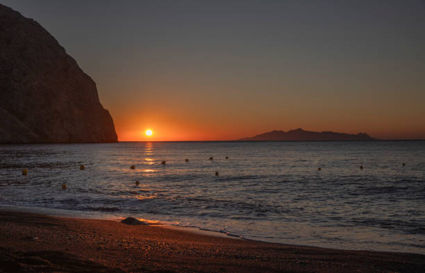 Sunset at the Black beach Perissa Santorini