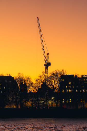 Cranes and construction equipment on London city