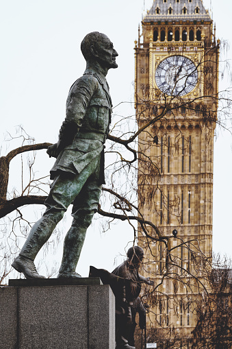 Winston Churchill Statue in Parliament Square in London