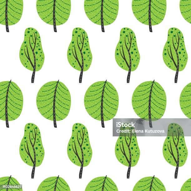 Tree Bottom Pattern Seamless Tree Pattern Doodle Design Repeated Background For Wallpaper ...