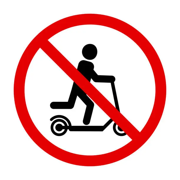 Vector illustration of A road sign prohibiting the movement of people on a scooter. No scooter.