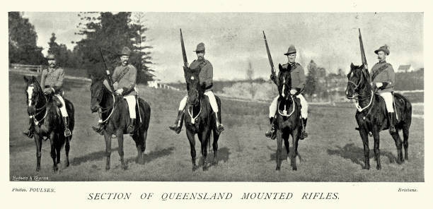 istock Australian army, Queensland Mounted Rifles, Soldiers, Mounted Infantry, Military history, 1890s 19th Century 1932656367