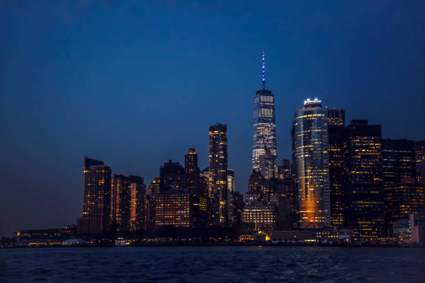 istock Manhattan by night from Hudson Bay 1932675705