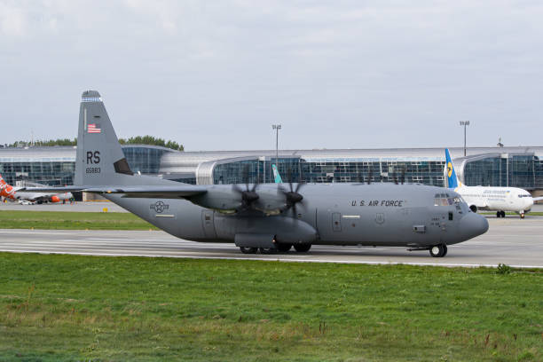 The Boeing KC-135 Stratotanker landing at Kadena Air base