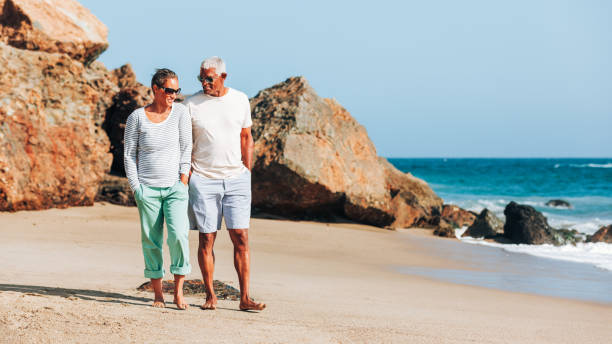 istock Senior African American couple walking on beach 1932687079