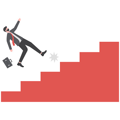 Falling businessman - Man stumbling and falls down.Business failure, career crisis and misfortune concept.