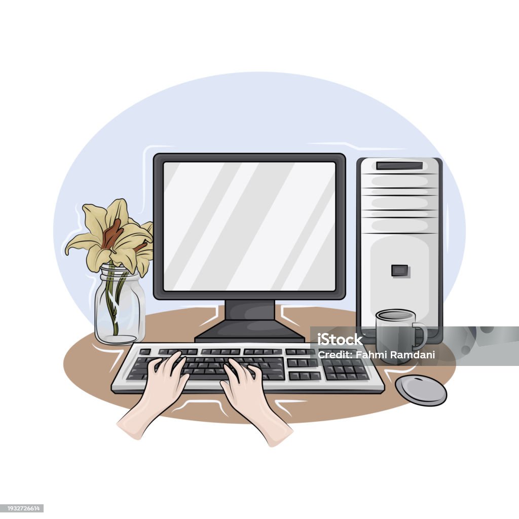 Applying Computer Picture Desktop Computer Stock Illustration - Download Image Now - Analyzing ...