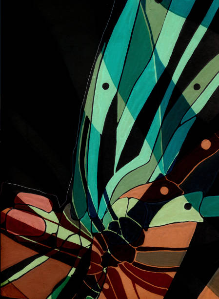 istock Abstract background. Psychedelic texture of brush strokes of colored paint of blurred lines and spots of different shapes and sizes, like the wings of an insect 1932739588