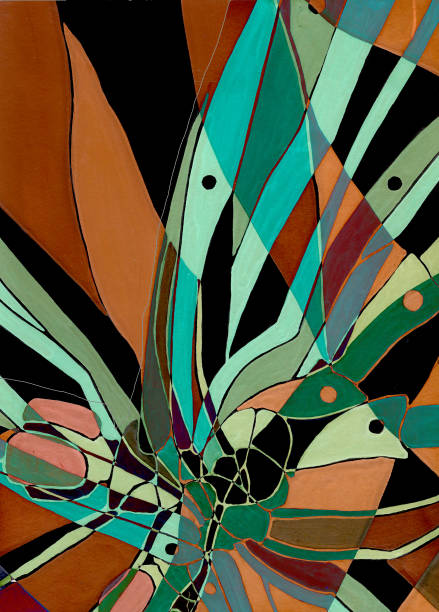 istock Abstract background. Psychedelic texture of brush strokes of colored paint of blurred lines and spots of different shapes and sizes, like the wings of an insect 1932741702