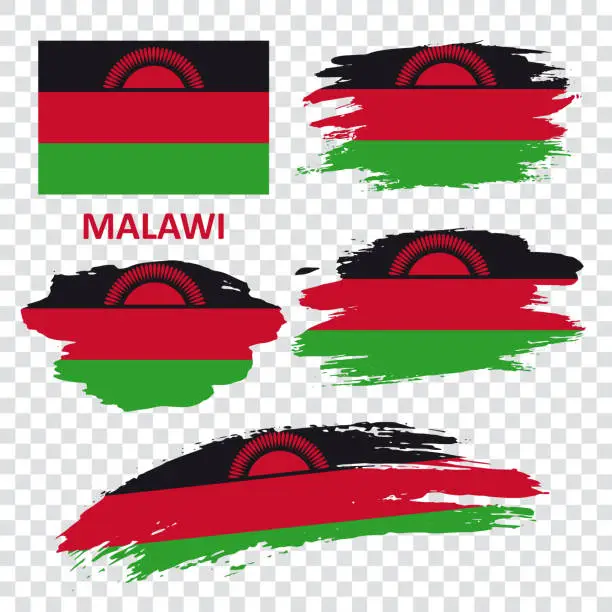 Vector illustration of Set of vector flags of Malawi