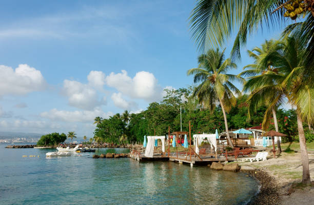 beach of pointe du bout, martinique - pointe du bout 뉴스 사진 이미지