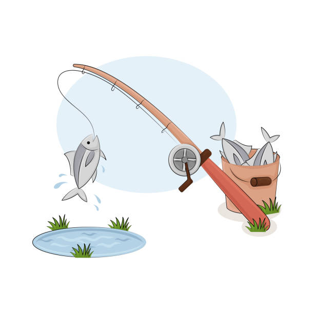 10+ Fishing Pond Sunset Illustrations - iStock