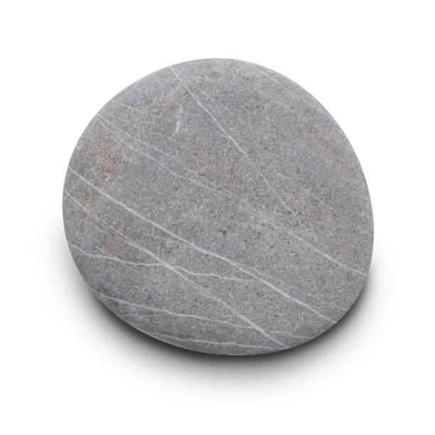 istock Pebbles with scratches and patterns are isolated on a white background. clipping path 1932776678