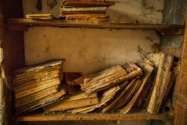 istock Old books in decay covered in dust and cobwebs. 1932782047