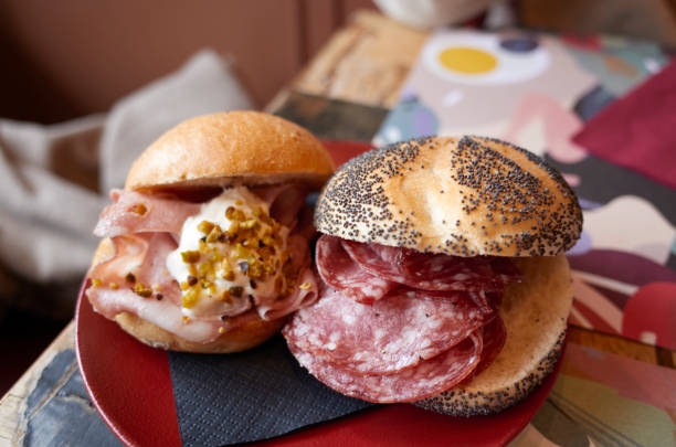 Sandwich with salami and mortadella