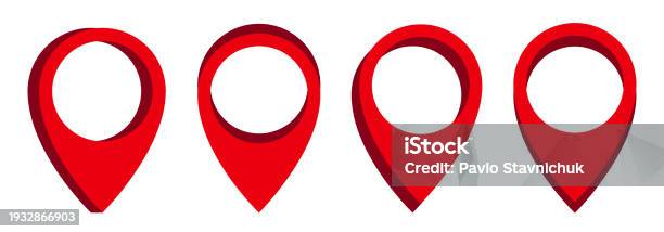 Set Pin Isometric Pin Map Marker Pointer Set Isometric Red Gps Location Flat Symbol Place ...