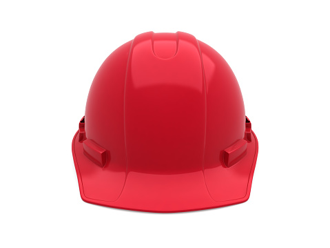 3d render Red safety helmet isolated on white background