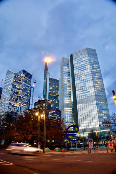 Frankfurt am Main, Germany, January 04, 2024, Skyscrapers in Financial District in Frankfurt am Main.