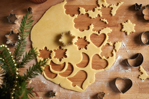istock Making homemade Linzer Christmas cookies, top view 1932975895