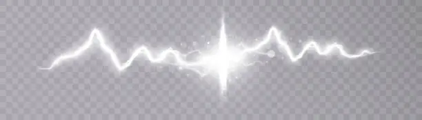 Vector illustration of Lightning explosion light effect. Shock effect of electric discharge. Collision effect with two pulsed flashes.