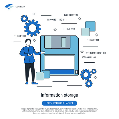 Information storage flat design style vector concept illustration