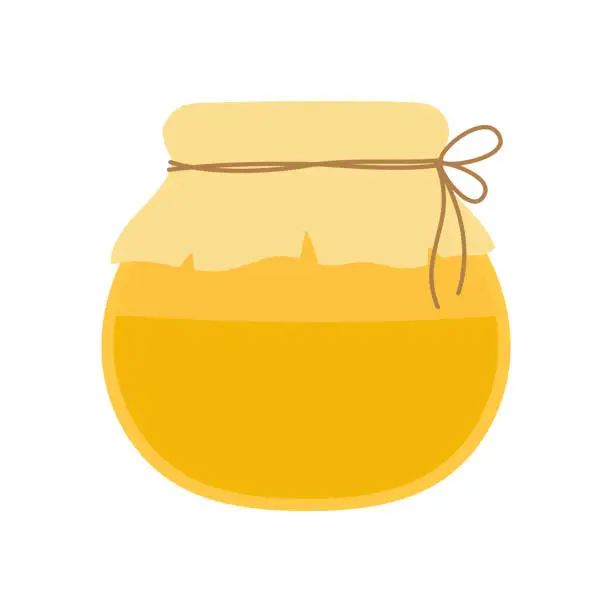 Vector illustration of cartoon honey in glass jar