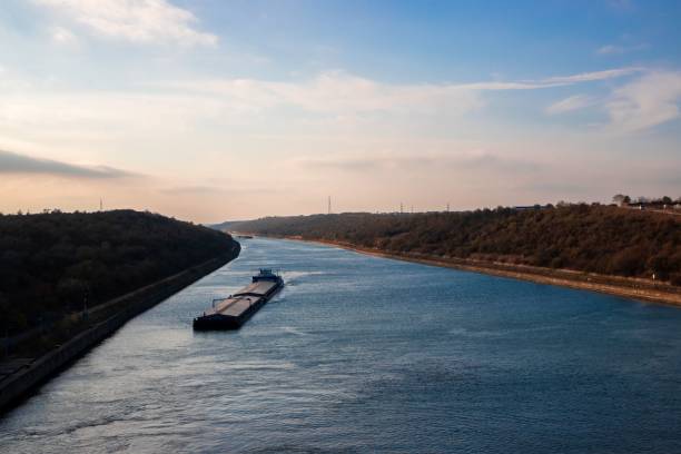 istock Landscape with cargo ships on the Danube - Black Sea canal - Romania 1933122104