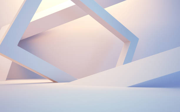 istock New Generation Abstract Empty Building Structure with Soft Light Blue and Yellow Color 1933149531