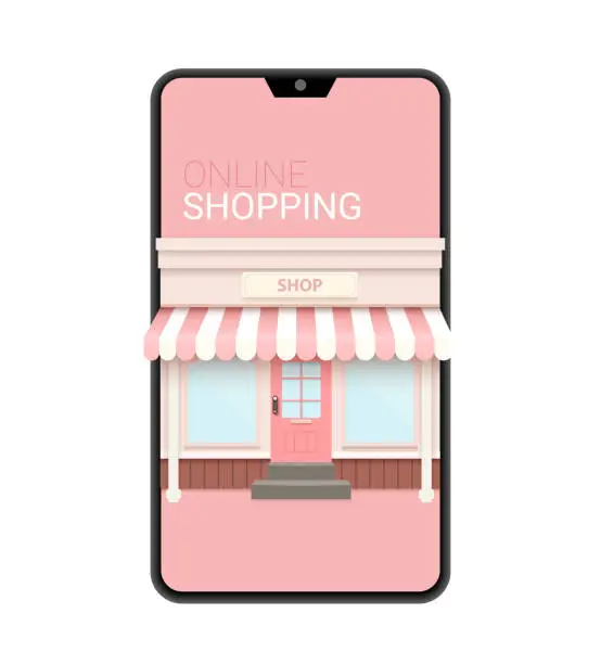 Vector illustration of Online shop app design. Smartphone app user interface design. Online shopping experience. Vector illustration.