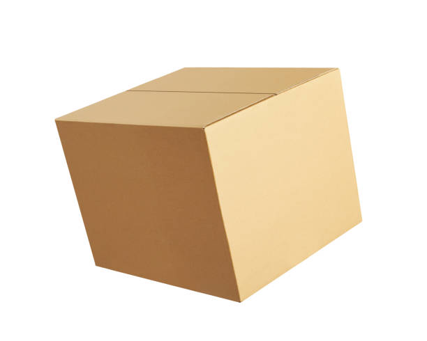box package delivery cardboard carton packaging isolated shipping gift container brown send transport moving house relocation - warehouse corrugated two dimensional shape distribution warehouse - fotografias e filmes do acervo