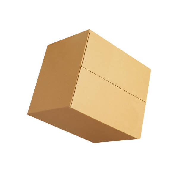 box package delivery cardboard carton packaging isolated shipping gift container brown send transport moving house relocation - warehouse corrugated two dimensional shape distribution warehouse - fotografias e filmes do acervo