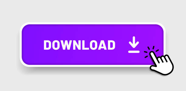 illustrazioni stock, clip art, cartoni animati e icone di tendenza di 3d download button icon. upload icon. down arrow bottom side symbol. click here button. save cloud icon push button for ui ux, website, mobile application. - downloading push button symbol cursor