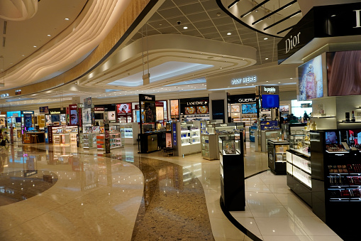 Singapore, Singapore - November 13, 2023: Changi Airport in Singapore   , duty free stores