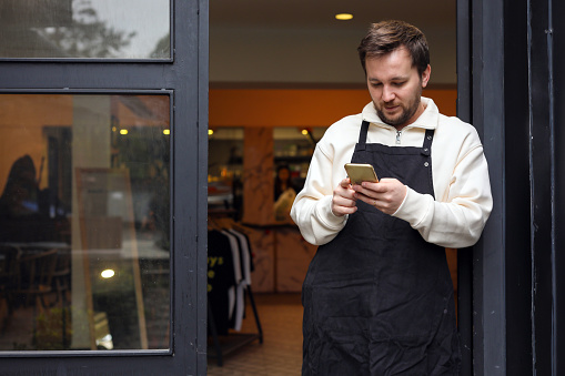 Small Business Owner Businessman, Waiter Portrait ,  Coffee Shop
