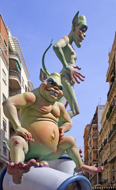 Las Fallas, papermache models are displayed during traditional celebration in praise of St Joseph on March 19, in Valencia, Spain. Celebration happens every year.