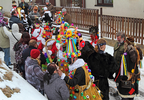 Shrovetide door-to-door processions and masks on February, 2013 in Studnice village is on UNESCO List of the Intangible Cultural Heritage of Humanity. Mardi Gras of Studnice, Hlinecko, Czech Republic