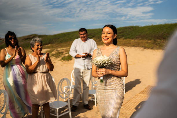 istock Bride entering wedding on the beach 1933361053