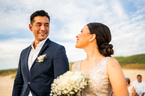 istock Groom and bride in wedding ceremony on the beach 1933362165