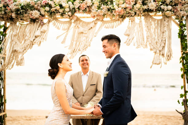 istock Groom and bride in wedding ceremony on the beach 1933363745
