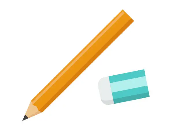 Vector illustration of Vector illustration of pencil and eraser