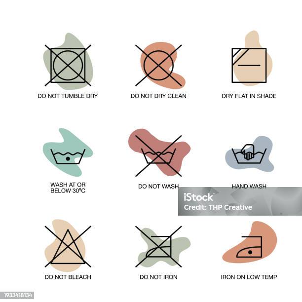 Significado Cuidado Ropa Ilustración de Vector De Símbolos De Cuidado De La Ropa y más Vectores ...