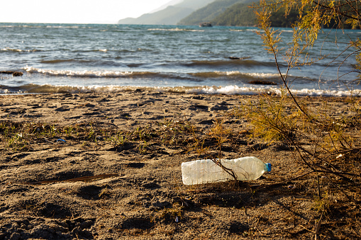 plastic debris on the beach